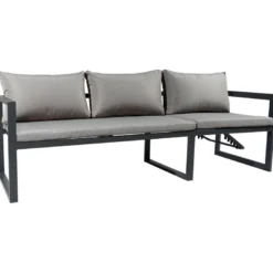 Salon modulable ibiza, 7 places, tissu gris, alu anthracite