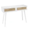 Sandro - console blanche 2 tiroirs cannage naturel et bois blanc