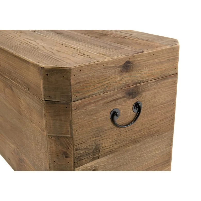Sandy - coffre rangement marron bois pin recyclé poignées métal noir