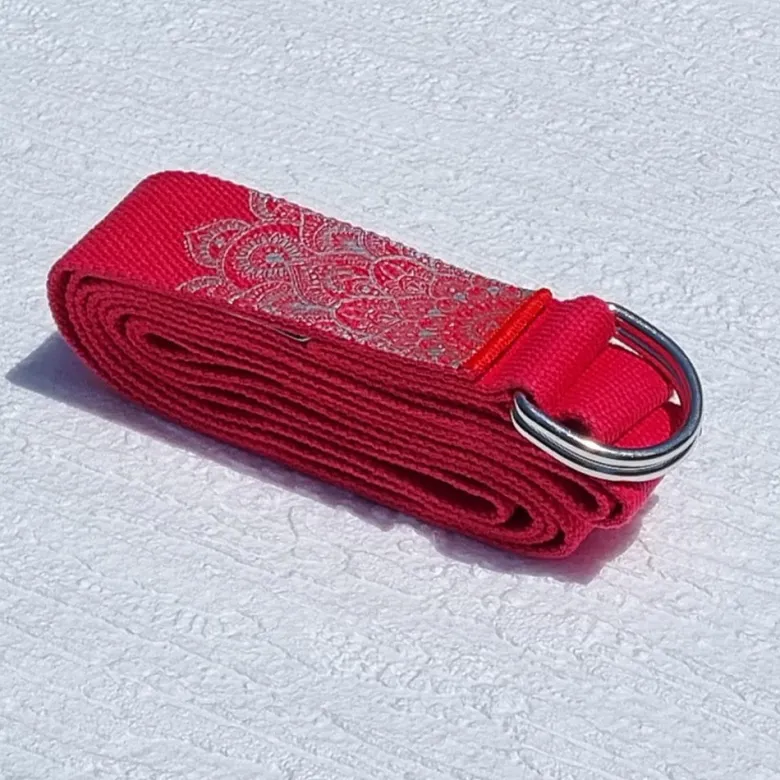 Sangle de yoga et pilate mandala rouge