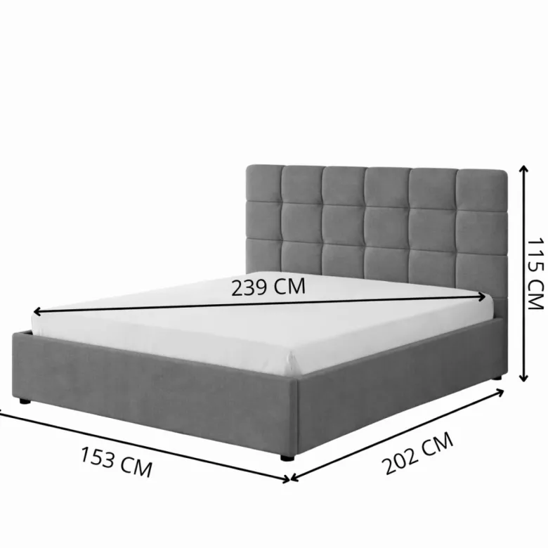 Santa lit avec coffre de rangement 140x190cm velours gris foncé