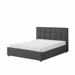 Santa lit avec coffre de rangement 140x190cm velours gris foncé
