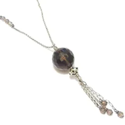 Sautoir ethnique quartz fumé