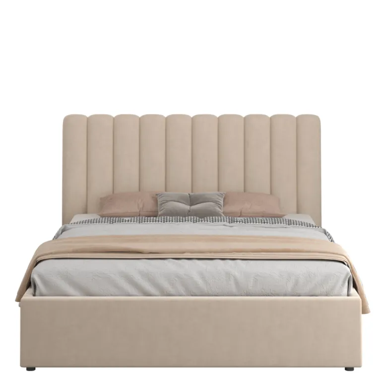 Savannah lit avec coffre de rangement 140x190cm velours beige