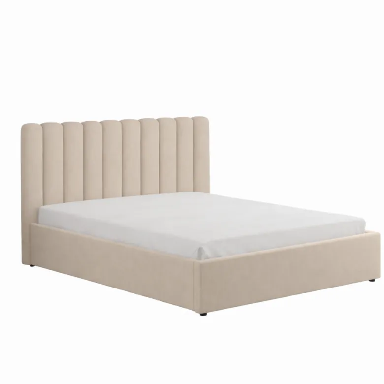 Savannah lit avec coffre de rangement 140x190cm velours beige