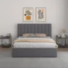 Savannah lit avec coffre de rangement 140x190cm velours gris foncé