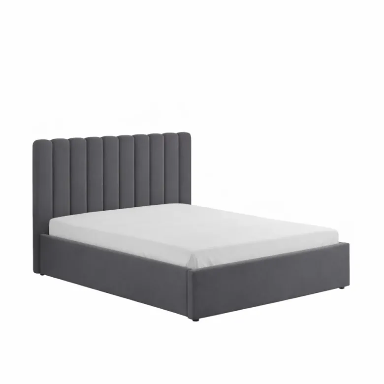 Savannah lit avec coffre de rangement 140x190cm velours gris foncé