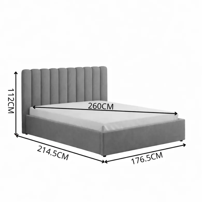 Savannah lit avec coffre de rangement 160x200cm velours gris foncé