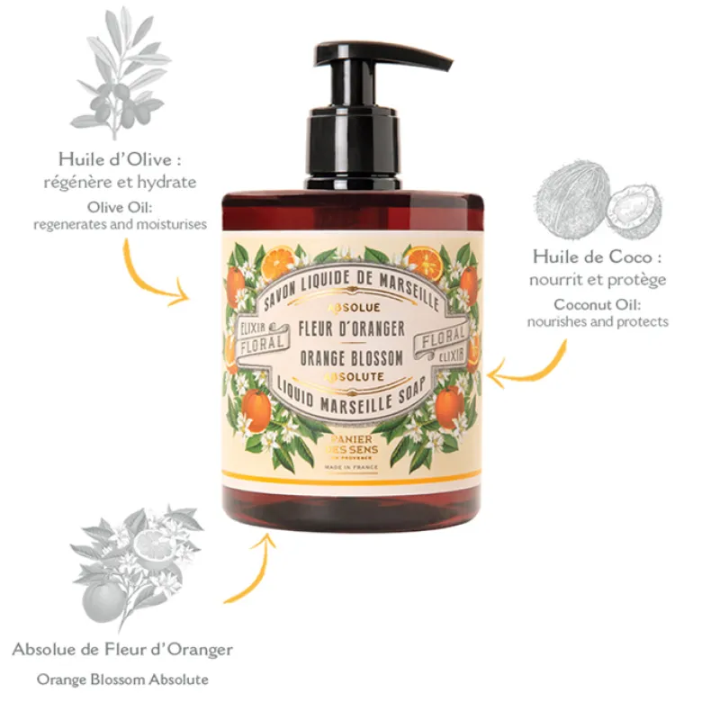 Savon liquide de Marseille Absolue de Fleur d'Oranger 500 ml Panier des Sens