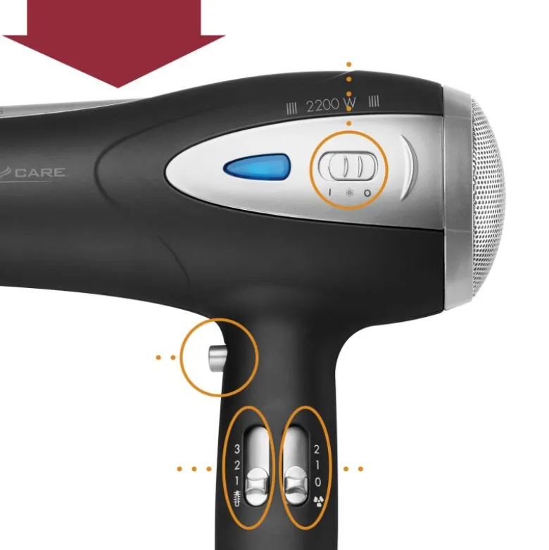 Sèche-cheveux professionnel 2200 w noir proficare pc-htd3113-noir