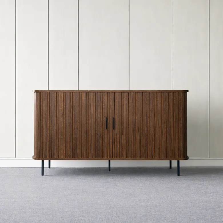 Semarang buffet en bois cannelé à portes coulissantes 140cm