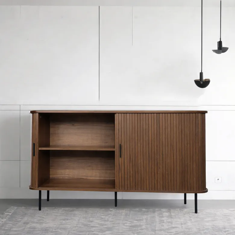 Semarang buffet en bois cannelé à portes coulissantes 140cm