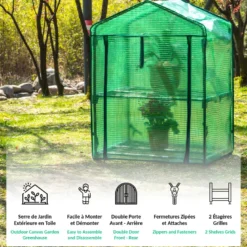 Serre de jardin etagère 2 en 1 pour fleurs, plantes - toile résistante armée