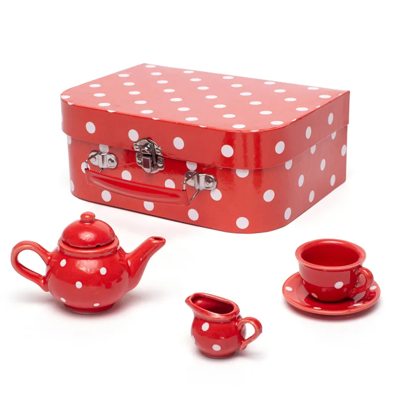 Service à thé en porcelaine rouge