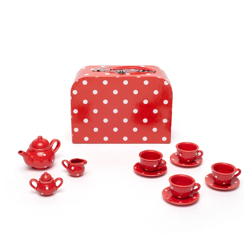 Service à thé en porcelaine rouge