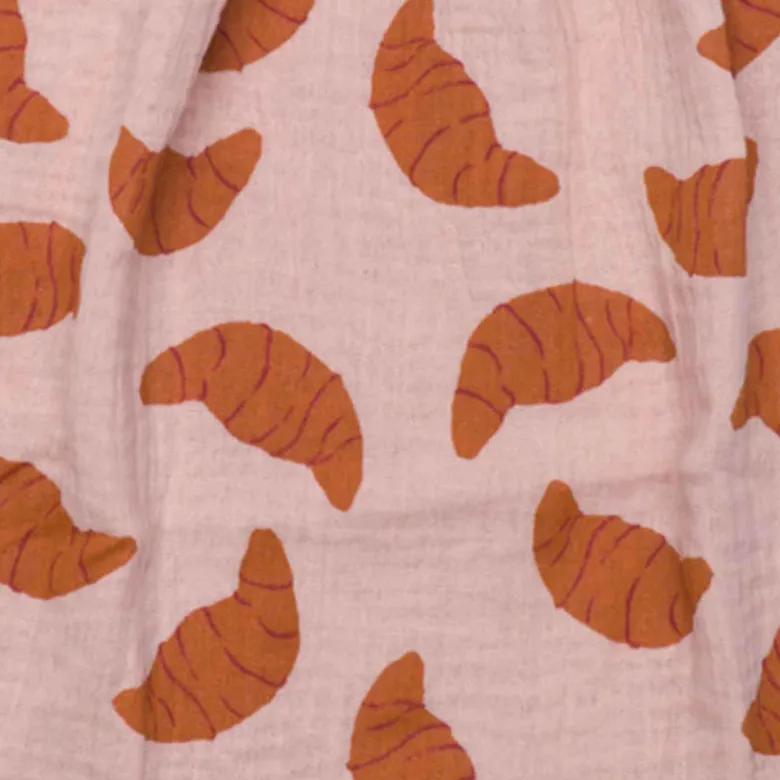 Serviette élastiquée en double gaze croissants et verso toffee