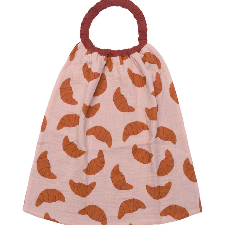 Serviette élastiquée en double gaze croissants et verso toffee
