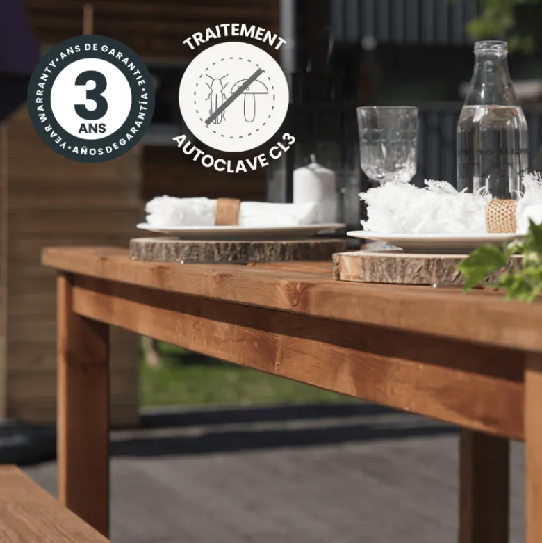 Set de jardin 1 table 2 bancs banket