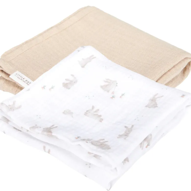 Set de 2 langes en gaze de coton baby bunny (70 x 70 cm)