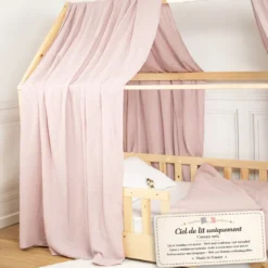 Set double ciel de lit cabane rose
