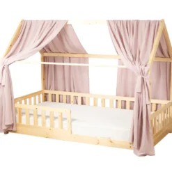 Set double ciel de lit cabane rose