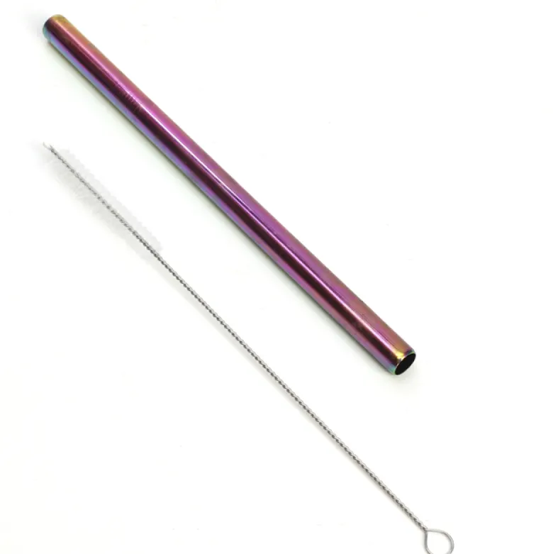 Set paille spéciale bubble tea en acier inoxydable et goupillon nettoyant