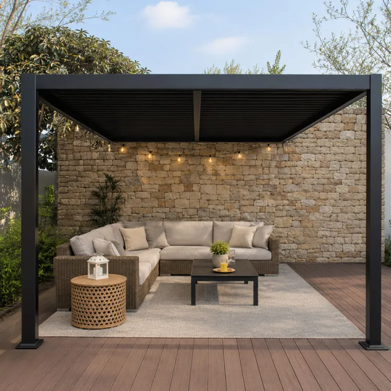 Sifnos pergola bioclimatique 4x3m adossée en aluminium noir