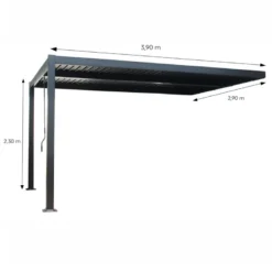 Sifnos pergola bioclimatique 4x3m adossée en aluminium noir