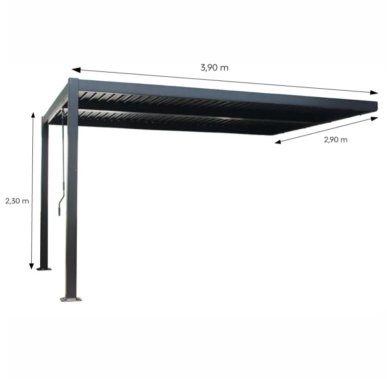 Sifnos pergola bioclimatique 4x3m adossée en aluminium noir