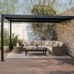 Sifnos pergola bioclimatique 4x3m adossée en aluminium noir