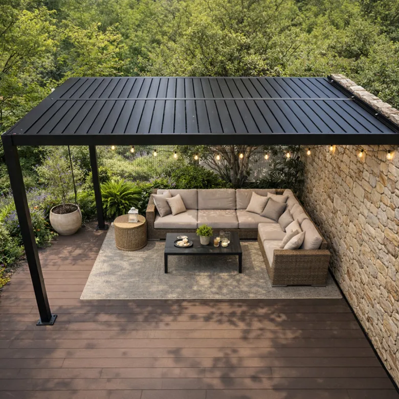 Sifnos pergola bioclimatique 4x3m adossée en aluminium noir