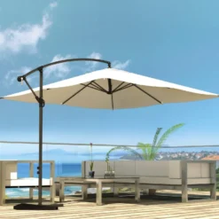 Solenzara parasol ecru déporté carré 3 x 3 m