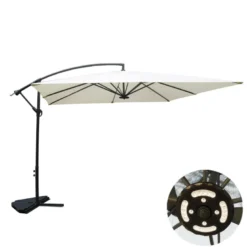 Solenzara parasol ecru déporté carré 3 x 3 m led
