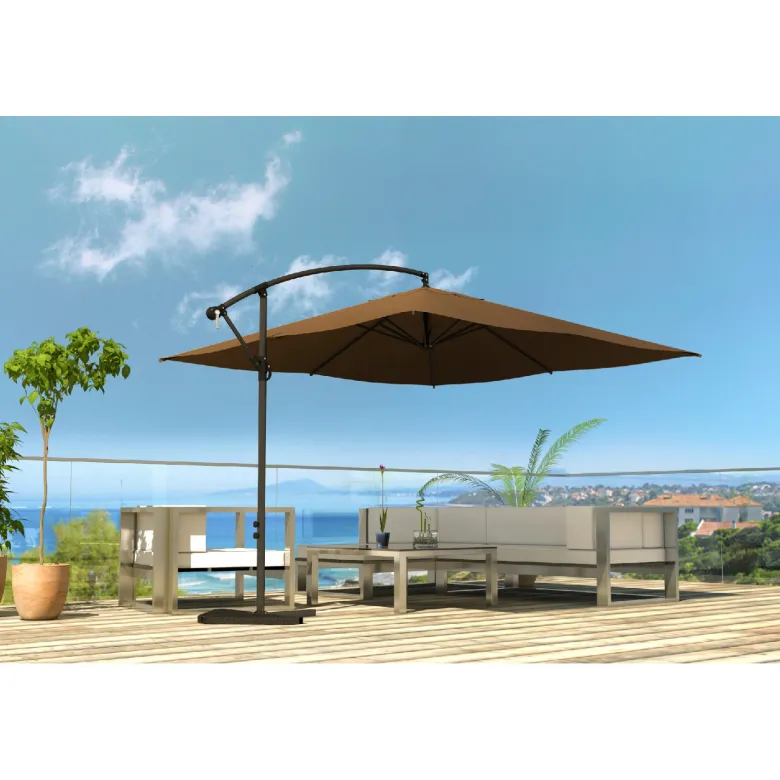 Solenzara parasol marron déporté carré 3 x 3 m