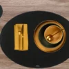 Sous-verre rond - feutre recyclé noir