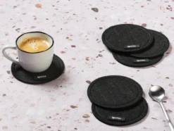 Sous-verre rond - feutre recyclé noir