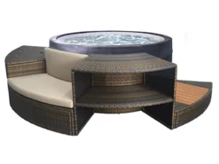 Spa portable semi-rigide vita rond bulles 4 places avec mobilier - netspa