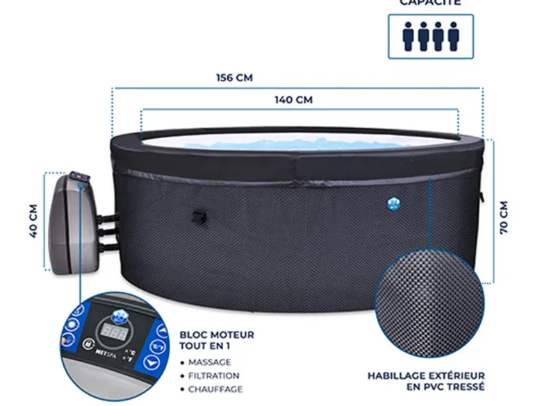 Spa portable semi-rigide vita rond bulles 4 places - netspa