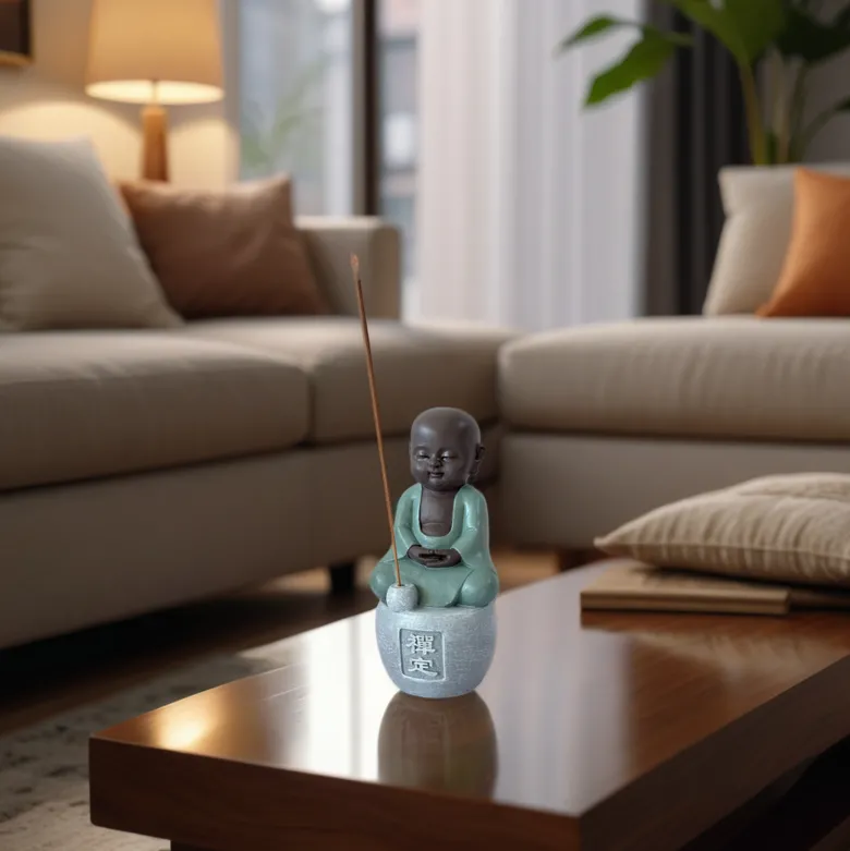 Statue bouddha porte encens dhyana