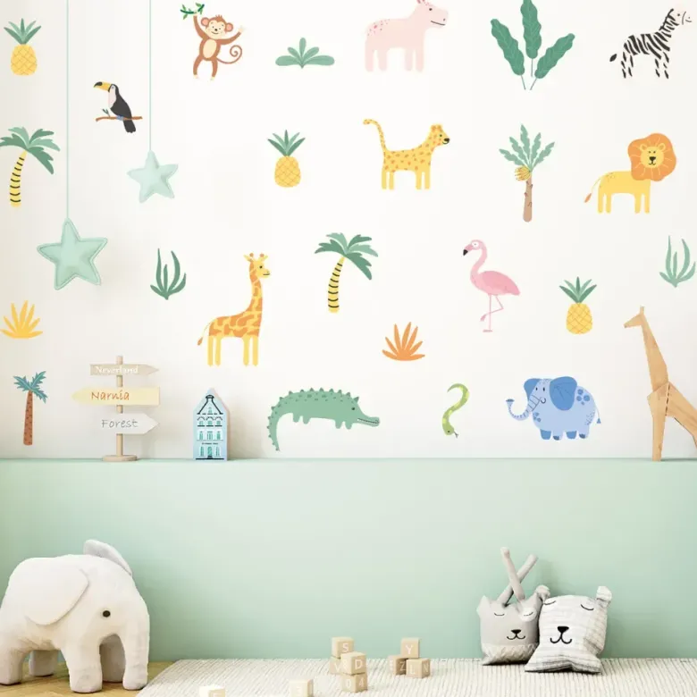 Sticker mural pour enfant animaux de la savane