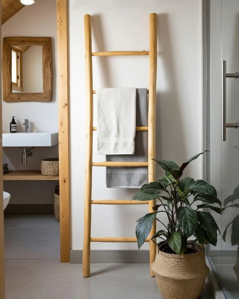 Sumba - échelle de salle de bain en bois de bambou 150 cm