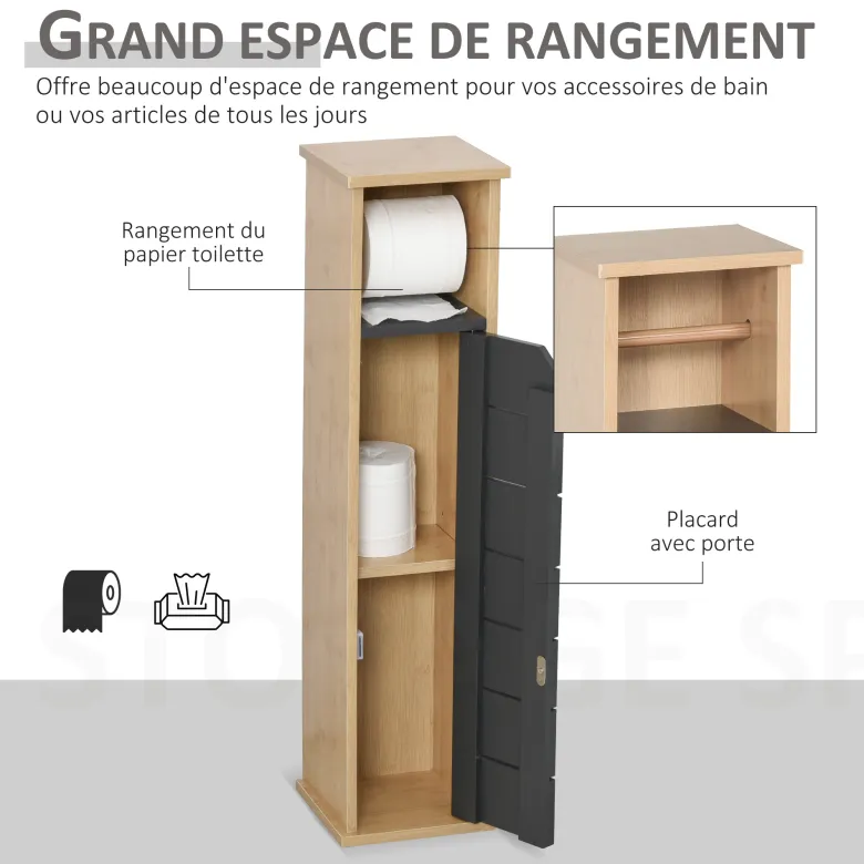 Support papier toilette - porte-papier toilette mdf gris bambou