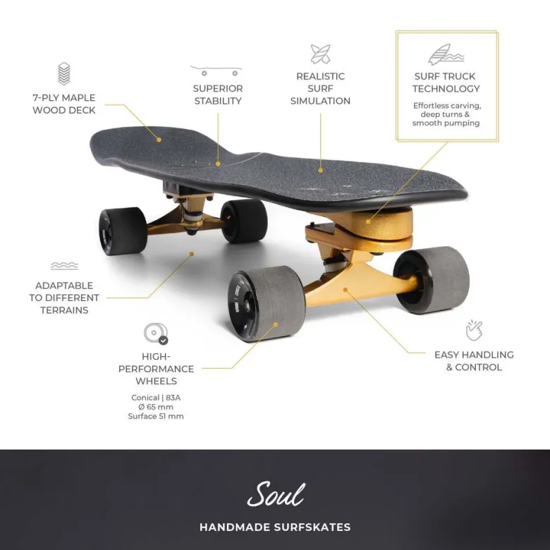 Surfskate premium – sensation surf authentique sur asphalte Noir chine