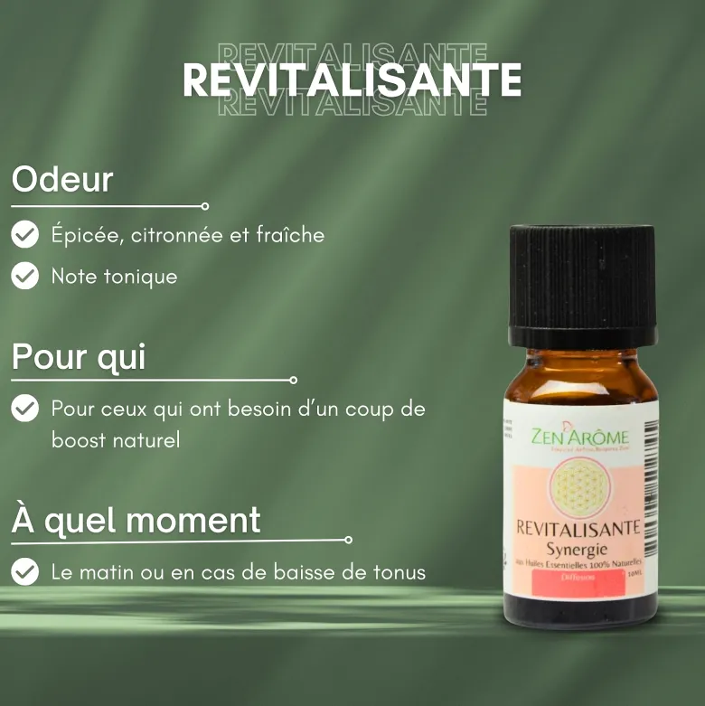 Synergie d'huile essentielle revitalisante