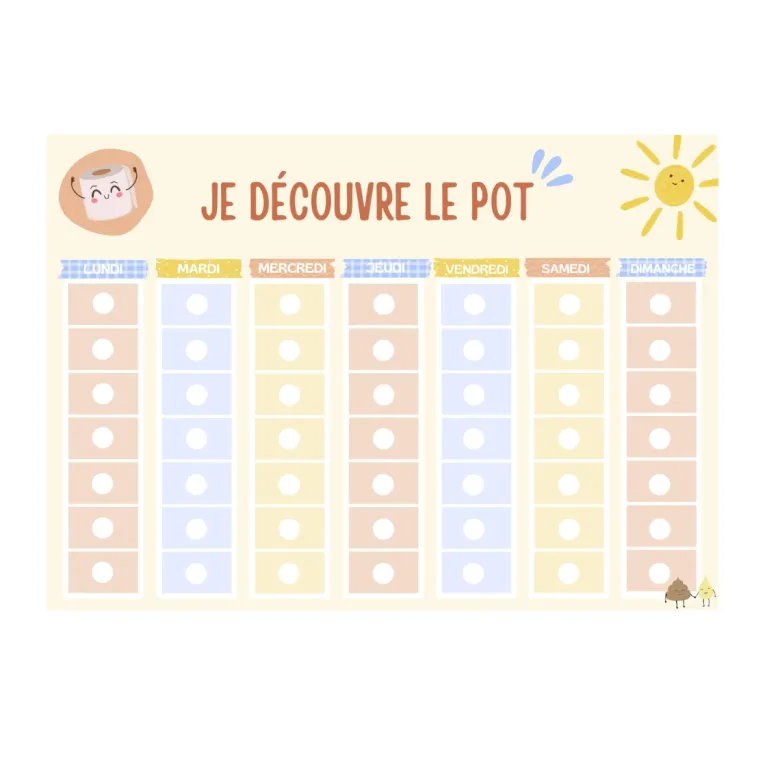 Tableau d'apprentissage & récompense propreté