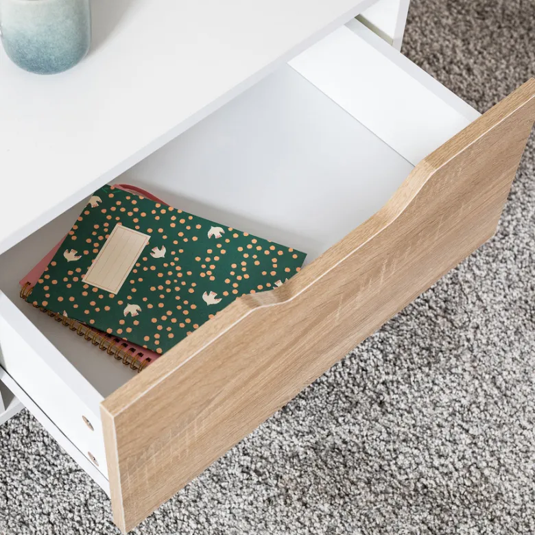 Table basse avec tiroir style scandinave blanche freja