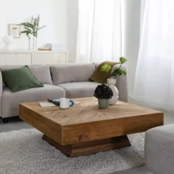 Table basse carrée en bois recyclé