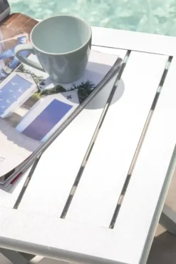 Table basse de jardin pliante en aluminium - blanc