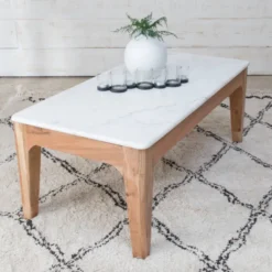 Table basse en bois de manguier et marbre arthuro