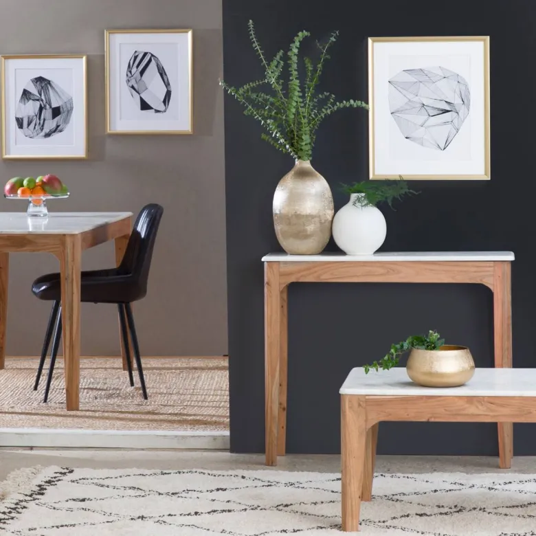 Table basse en bois de manguier et marbre arthuro
